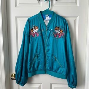 Disney Aladdin Princess Jasmine Satin Bomber Jacket Embellished Full Zip 2x New